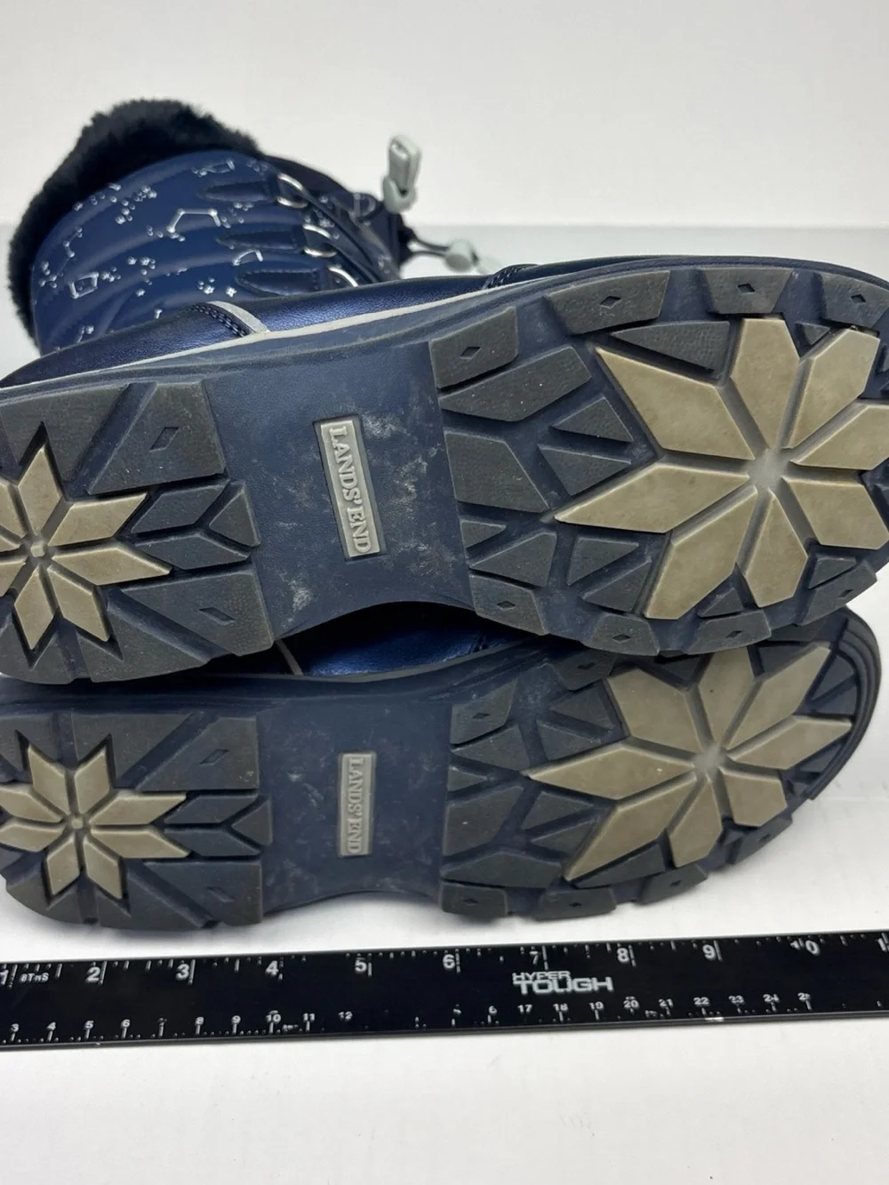 Lands End Big Girls Size 7 Boots Snow Rain Navy Blue Starry Night Constellation